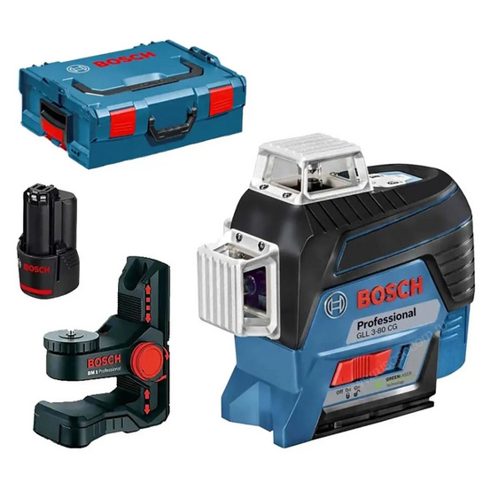 Лазерный уровень Bosch GLL 3-80 CG с калибровкой + BM 1 + GBA 12V + L-Boxx