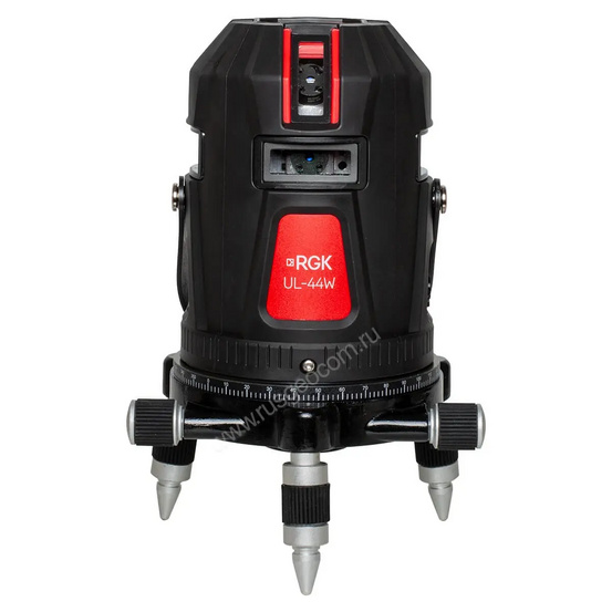 Комплект: лазерный уровень RGK UL-44W Black с калибровкой + штанга-упор, приемник, рейка