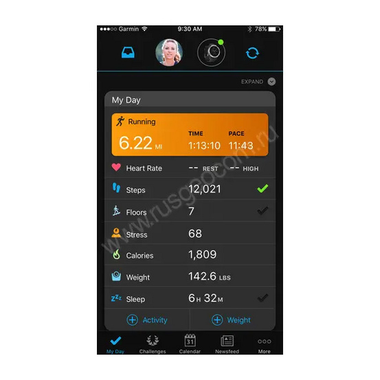 Приложение Garmin Connect Mobile