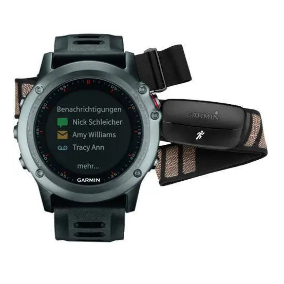 Навигатор-часы Garmin Fenix 3 серые с черным ремешком и пульсометром HRM-Run