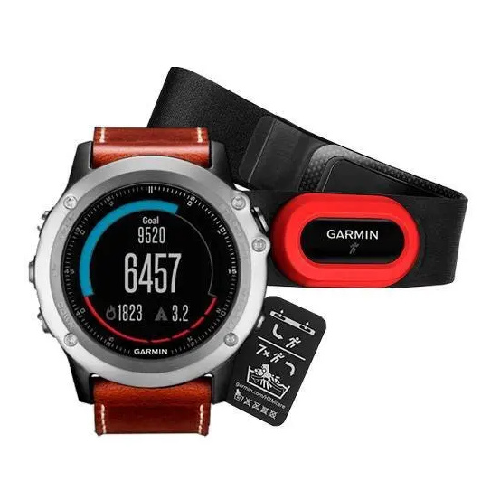 Навигатор-часы Garmin Fenix 3 Sapphire с кожаным ремешком и пульсометром HRM-Run