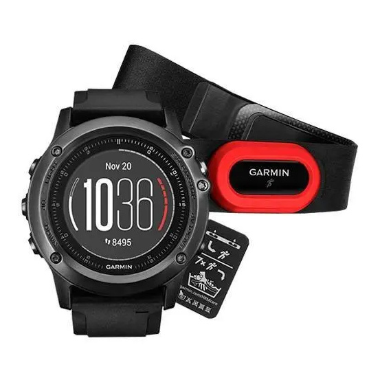 Навигатор-часы Garmin Fenix 3 Sapphire HR с черным ремешком HRM-Run