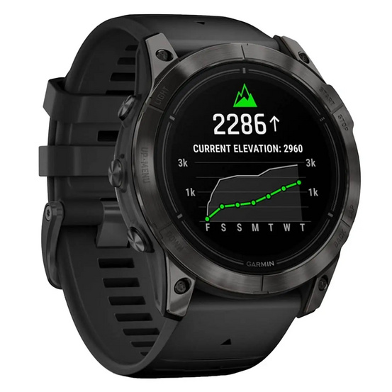 Часы Garmin EPIX PRO (Gen 2) Sapphire Edition 51 мм, титановый угольно-серый, DLC, черный силиконовый ремешок