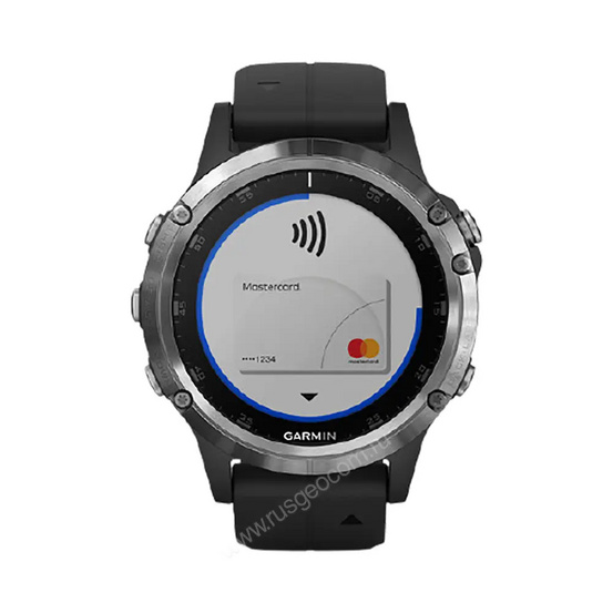 Часы Garmin Fenix 5 Plus серебристые с черным ремешком
