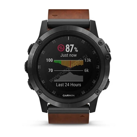 Смарт-часы Garmin Fenix 5x Plus,Sapph Slate Gray with Brown Leather Band