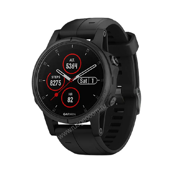 Часы Garmin Fenix 5S Plus Sapphire черные с черным ремешком