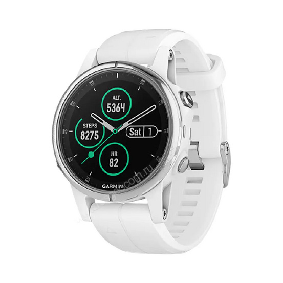 Часы Garmin Fenix 5S Plus Sapphire белые с белым ремешком