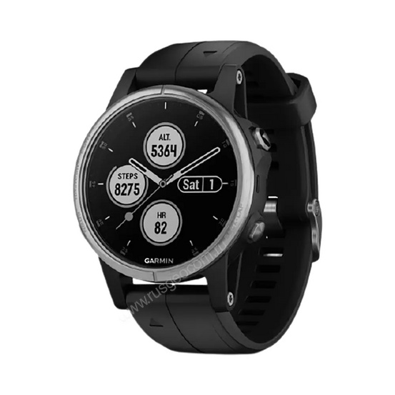 Часы Garmin Fenix 5S Plus серебристые с черным ремешком