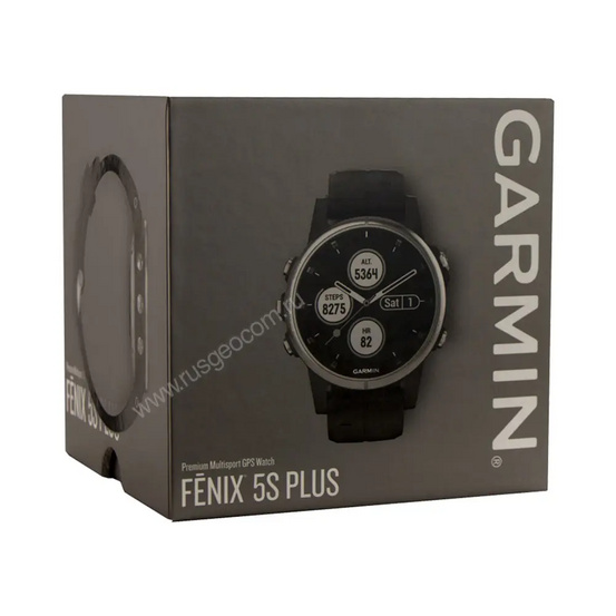 Часы Garmin Fenix 5S Plus серебристые с черным ремешком