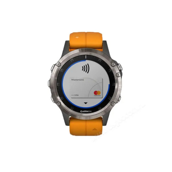 GPS-часы Garmin Fenix 5 PLUS Sapphire титановые с оранжевым ремешком