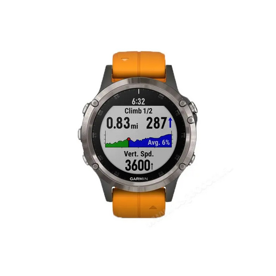 GPS-часы Garmin Fenix 5 PLUS Sapphire титановые с оранжевым ремешком