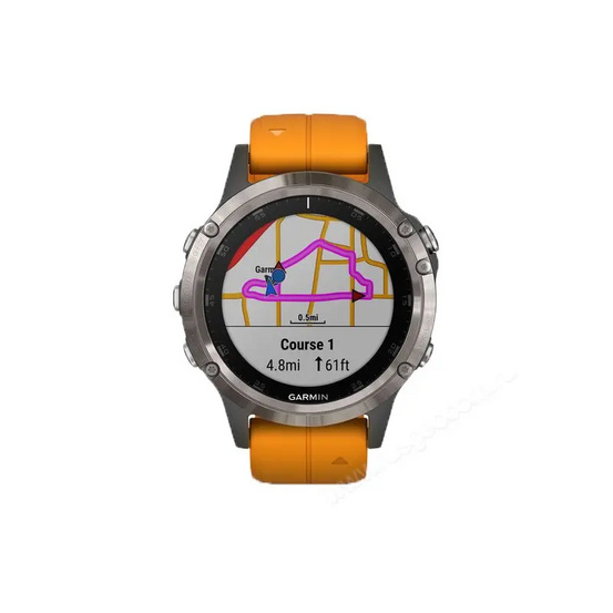 GPS-часы Garmin Fenix 5 PLUS Sapphire титановые с оранжевым ремешком