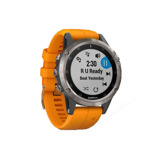 GPS-часы Garmin Fenix 5 PLUS Sapphire титановые с оранжевым ремешком