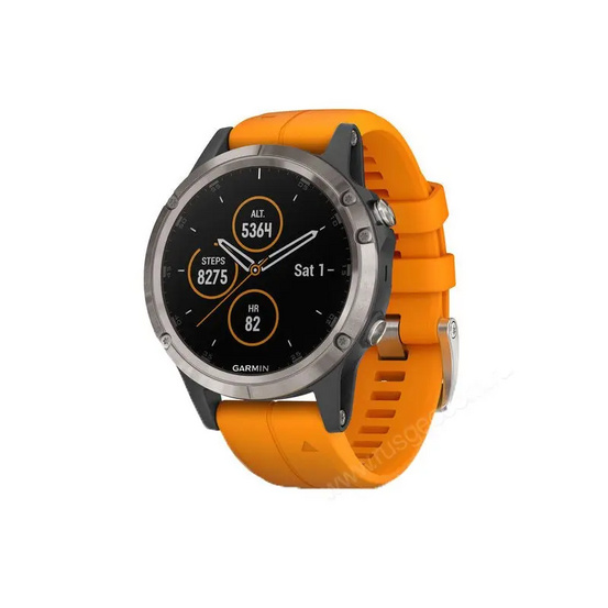 GPS-часы Garmin Fenix 5 PLUS Sapphire титановые с оранжевым ремешком