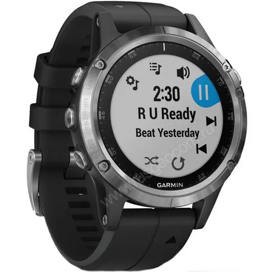 GPS-часы Garmin Fenix 5 PLUS Glass серебристые с черным ремешком