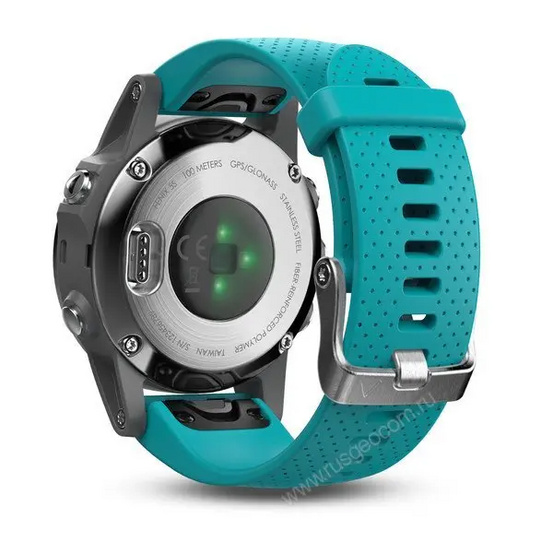 Часы с GPS Garmin Fenix 5S серебристые с бирюзовым ремешком