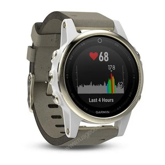 Часы с GPS Garmin Fenix 5S Sapphire золотистые с замшевым ремешком