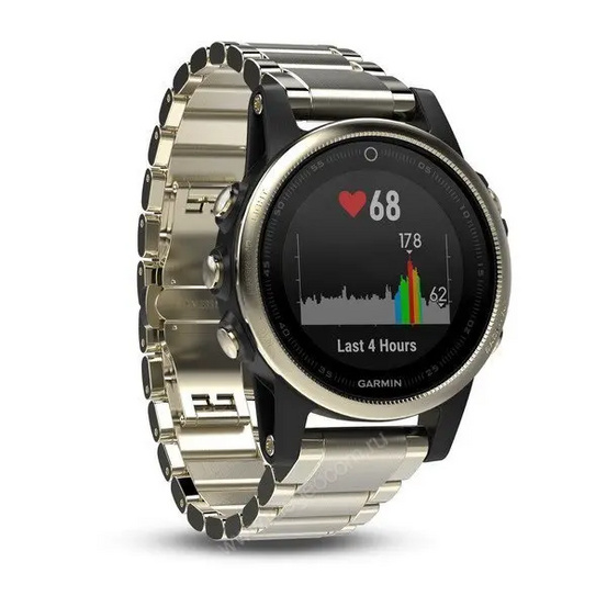 Часы с GPS Garmin Fenix 5S Sapphire золотистые с металлическим браслетом