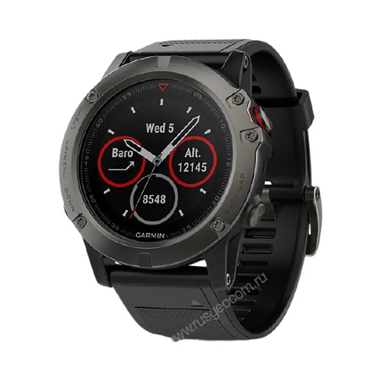 Часы Garmin Fenix 5X Sapphire серые с черным ремешком