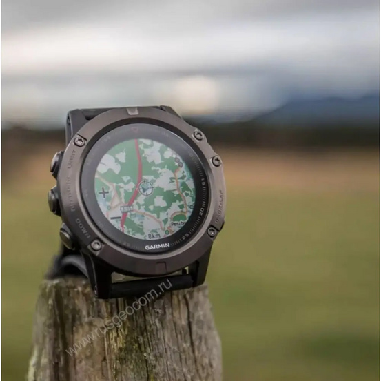 Часы Garmin Fenix 5X Sapphire серые с черным ремешком