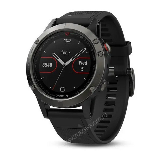 Часы с GPS Garmin Fenix 5 серые с черным ремешком и HRM-Tri
