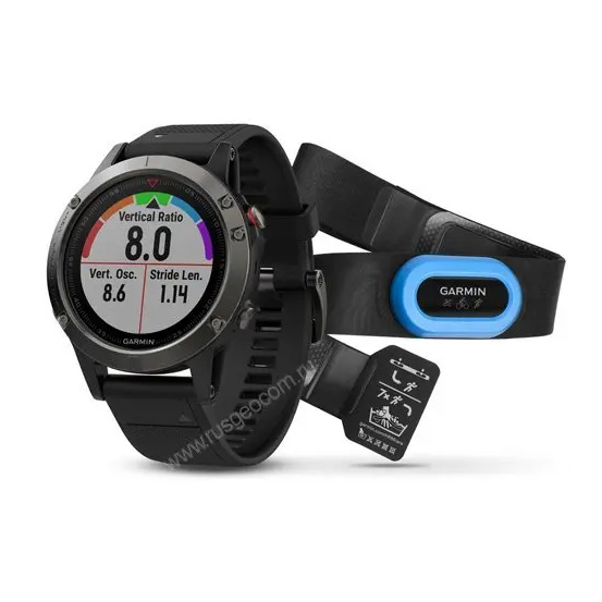 Часы с GPS Garmin Fenix 5 Sapphire с черным ремешком и HRM