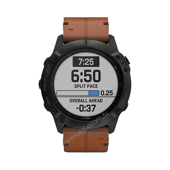 Часы Garmin Fenix 6X Sapphire черный DLC с каштановым кожаным ремешком