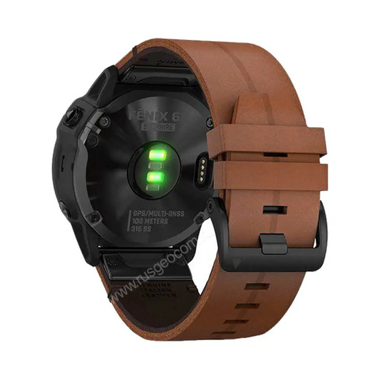 Часы Garmin Fenix 6X Sapphire черный DLC с каштановым кожаным ремешком