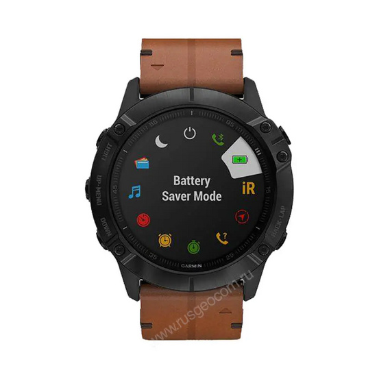 Часы Garmin Fenix 6X Sapphire черный DLC с каштановым кожаным ремешком