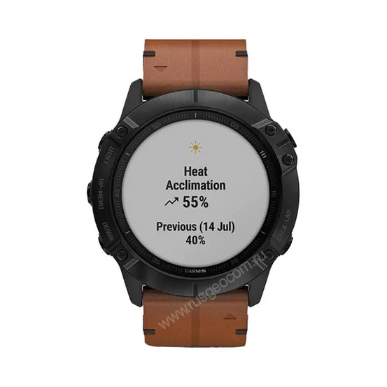 Часы Garmin Fenix 6X Sapphire черный DLC с каштановым кожаным ремешком