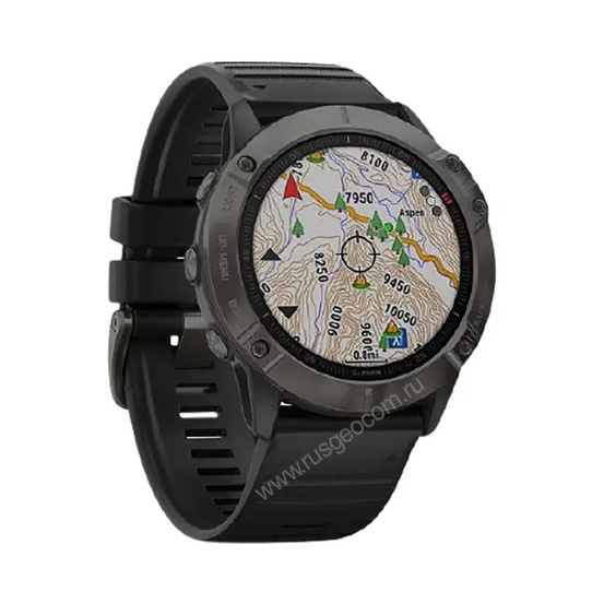 Часы Garmin Fenix 6X Sapphire серый DLC с черным ремешком