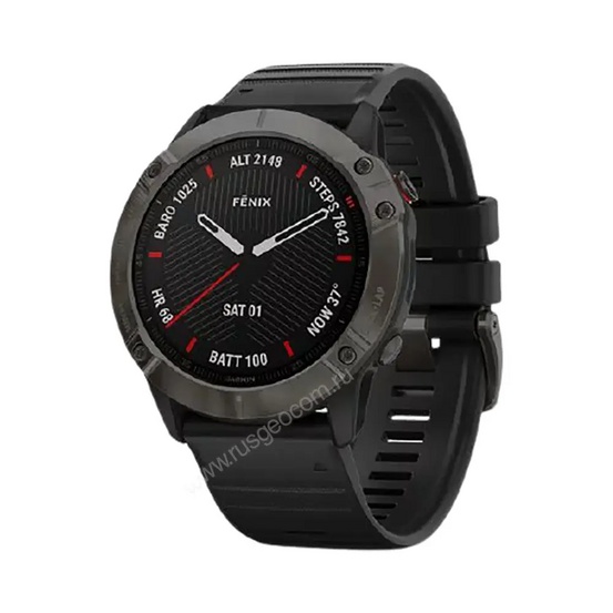 Часы Garmin Fenix 6X Sapphire серый DLC с черным ремешком