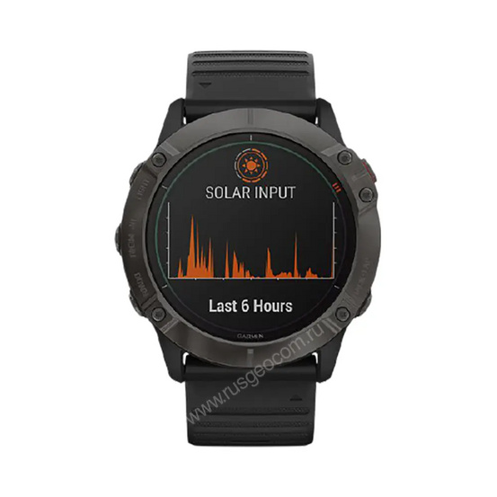 Часы Garmin Fenix 6X Pro Solar титановый серый DLC с черным ремешком