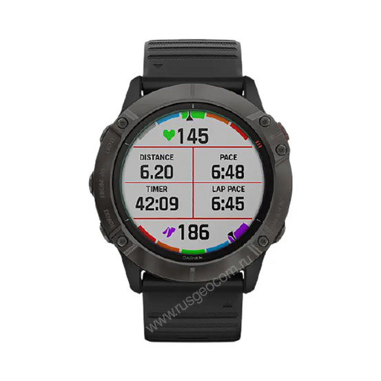 Часы Garmin Fenix 6X Pro Solar титановый серый DLC с черным ремешком