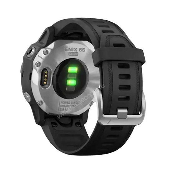Часы Garmin Fenix 6S Solar серебристый с черным ремешком