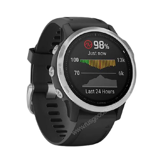 Часы Garmin Fenix 6S серебристые с черным ремешком