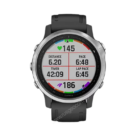 Часы Garmin Fenix 6S серебристые с черным ремешком