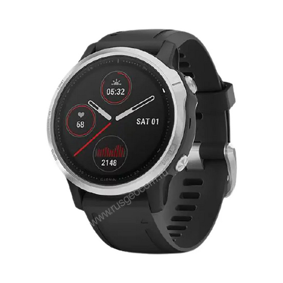 Часы Garmin Fenix 6S серебристые с черным ремешком