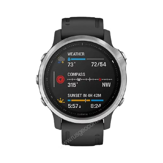 Часы Garmin Fenix 6S серебристые с черным ремешком