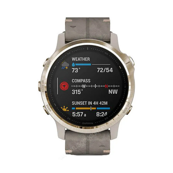 Часы Garmin Fenix 6S Sapphire золотистый с серым кожаным ремешком