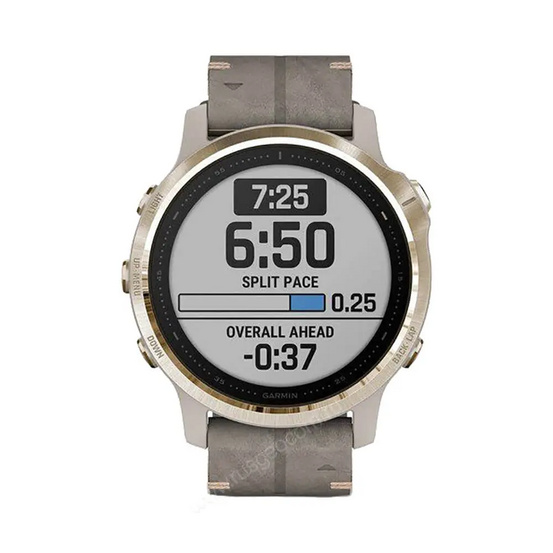 Часы Garmin Fenix 6S Sapphire золотистый с серым кожаным ремешком