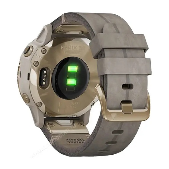 Часы Garmin Fenix 6S Pro Solar золотистый с серым замшевым ремешком