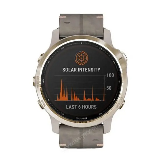 Часы Garmin Fenix 6S Pro Solar золотистый с серым замшевым ремешком