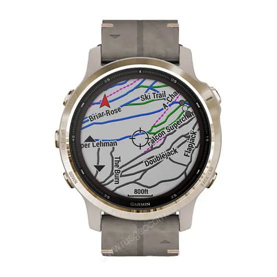 Часы Garmin Fenix 6S Pro Solar золотистый с серым замшевым ремешком