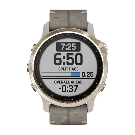 Часы Garmin Fenix 6S Pro Solar золотистый с серым замшевым ремешком