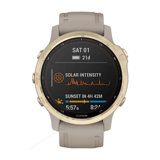 Часы Garmin Fenix 6S Pro Solar золотистый с песочным ремешком