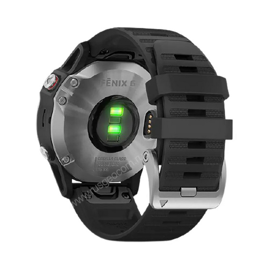 Часы Garmin Fenix 6 серебристые с черным ремешком