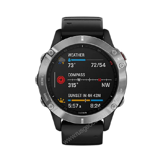 Часы Garmin Fenix 6 серебристые с черным ремешком