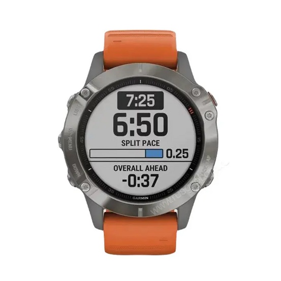 Часы Garmin Fenix 6 Sapphire титановый с оранжевым ремешком