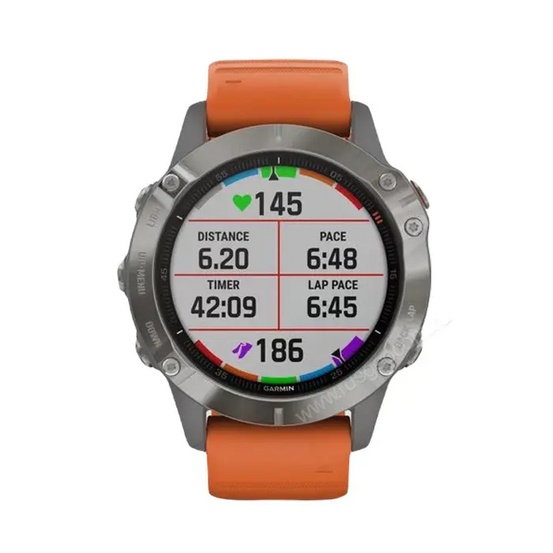 Часы Garmin Fenix 6 Sapphire титановый с оранжевым ремешком
